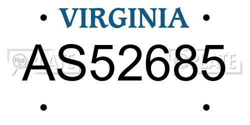AS52685 Virginia License Plate