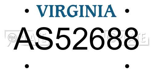 AS52688 Virginia License Plate