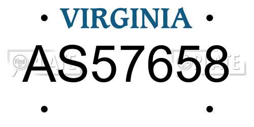 AS57658 Virginia License Plate