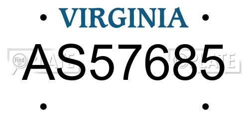 AS57685 Virginia License Plate