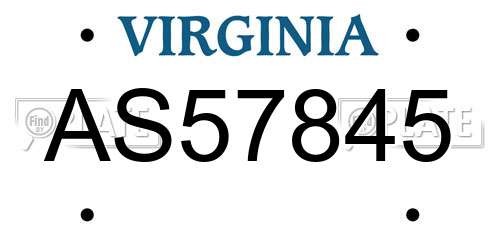 AS57845 Virginia License Plate