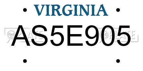 AS5E905 Virginia License Plate