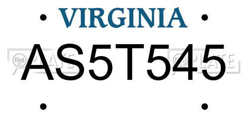 AS5T545 Virginia License Plate