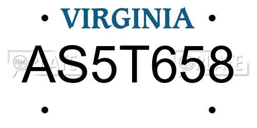 AS5T658 Virginia License Plate