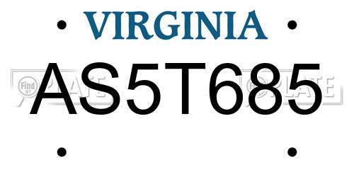 AS5T685 Virginia License Plate