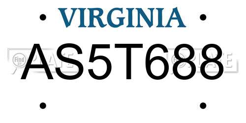 AS5T688 Virginia License Plate