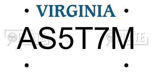AS5T7M Virginia License Plate