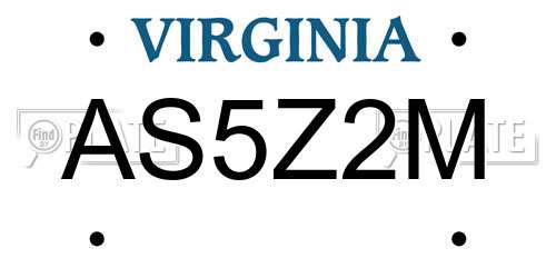 AS5Z2M Virginia License Plate