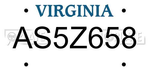AS5Z658 Virginia License Plate