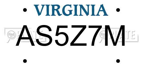 AS5Z7M Virginia License Plate