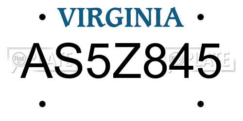 AS5Z845 Virginia License Plate