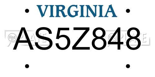 AS5Z848 Virginia License Plate