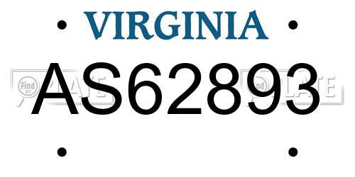 AS62893 Virginia License Plate
