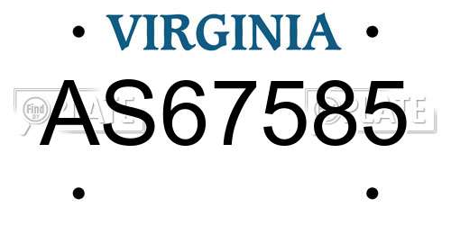 AS67585 Virginia License Plate