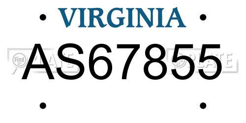 AS67855 Virginia License Plate