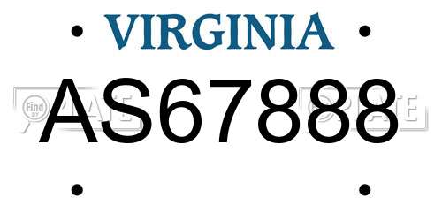 AS67888 Virginia License Plate