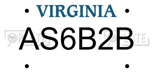 AS6B2B Virginia License Plate