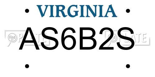 AS6B2S Virginia License Plate
