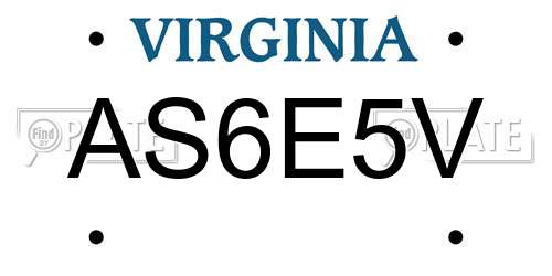 AS6E5V Virginia License Plate