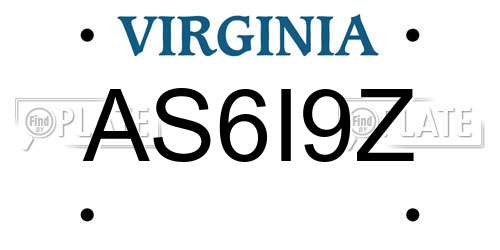 AS6I9Z Virginia License Plate
