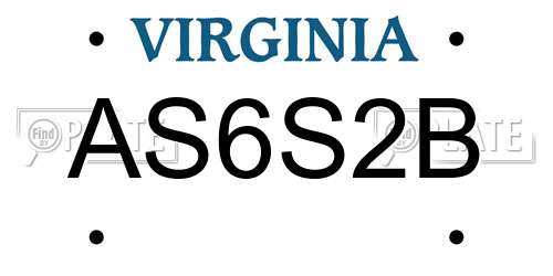 AS6S2B Virginia License Plate