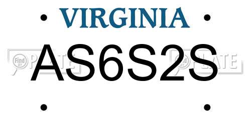 AS6S2S Virginia License Plate