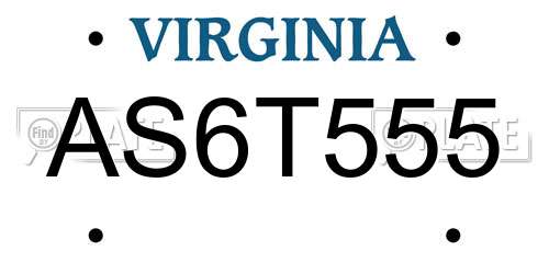 AS6T555 Virginia License Plate