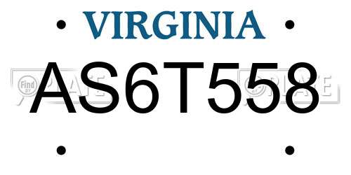 AS6T558 Virginia License Plate