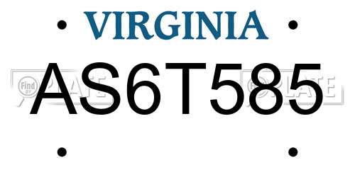 AS6T585 Virginia License Plate