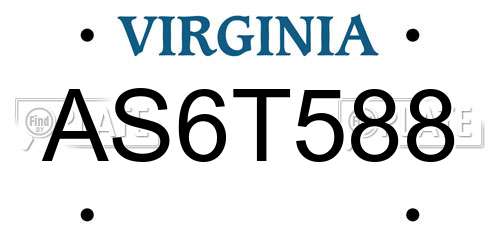 AS6T588 Virginia License Plate