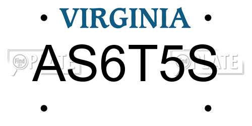 AS6T5S Virginia License Plate