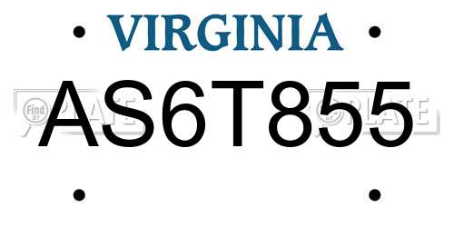 AS6T855 Virginia License Plate