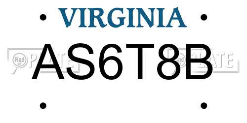 AS6T8B Virginia License Plate