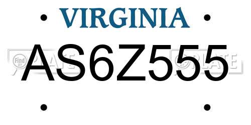 AS6Z555 Virginia License Plate