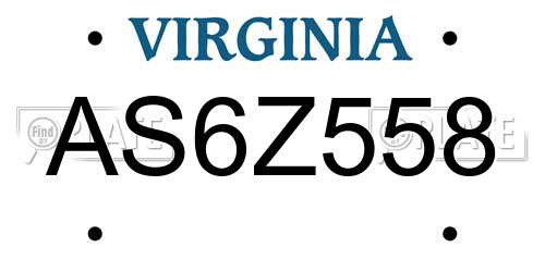 AS6Z558 Virginia License Plate