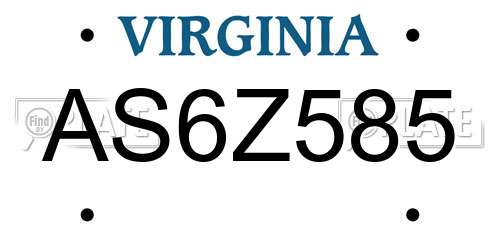 AS6Z585 Virginia License Plate