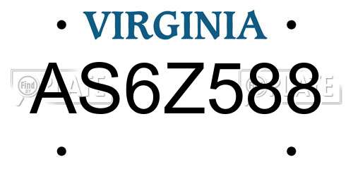 AS6Z588 Virginia License Plate