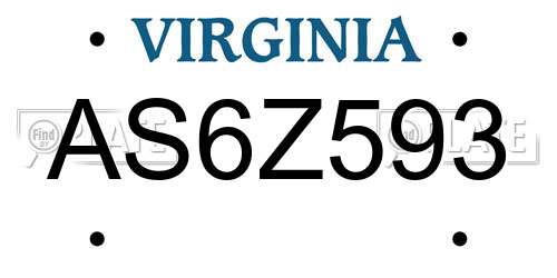 AS6Z593 Virginia License Plate