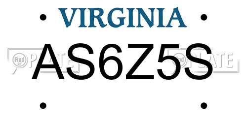 AS6Z5S Virginia License Plate
