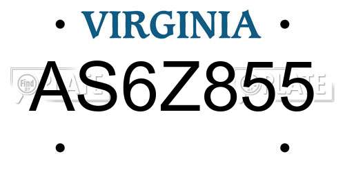 AS6Z855 Virginia License Plate