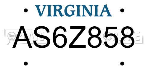 AS6Z858 Virginia License Plate