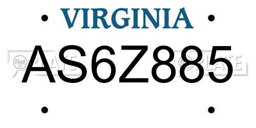 AS6Z885 Virginia License Plate