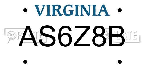 AS6Z8B Virginia License Plate