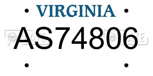 AS74806 Virginia License Plate