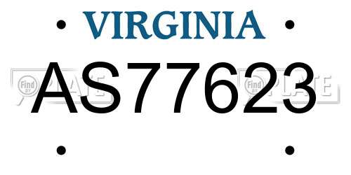 AS77623 Virginia License Plate