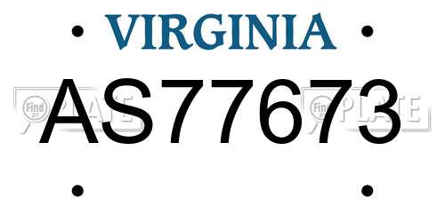 AS77673 Virginia License Plate