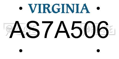 AS7A506 Virginia License Plate