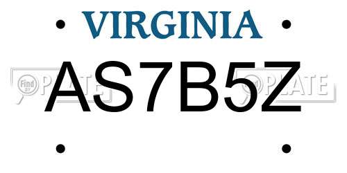 AS7B5Z Virginia License Plate