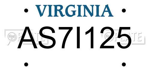 AS7I125 Virginia License Plate