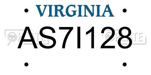 AS7I128 Virginia License Plate
